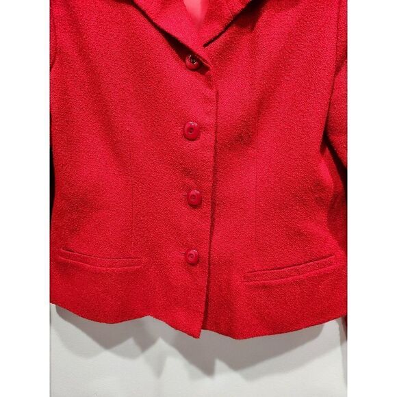 Coldwater Creek Red Wool Blend Boiled Wool Work Blazer Jacket, 10P - Picture 3 of 6